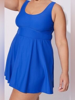 Torrid 2X Like New Royal Blue Swimdress - Scoop Neck Skirted Swimsuit